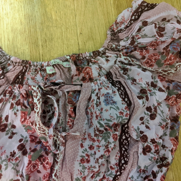 Diab'less Boho Festival Floral Pink Crop Top tank - Picture 4 of 7